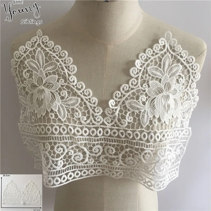 New arrive Embroidery White Hollow out Applique Lace Collar Neckline DIY Sewing Fabric Dresses Decorate Accessories Supplies