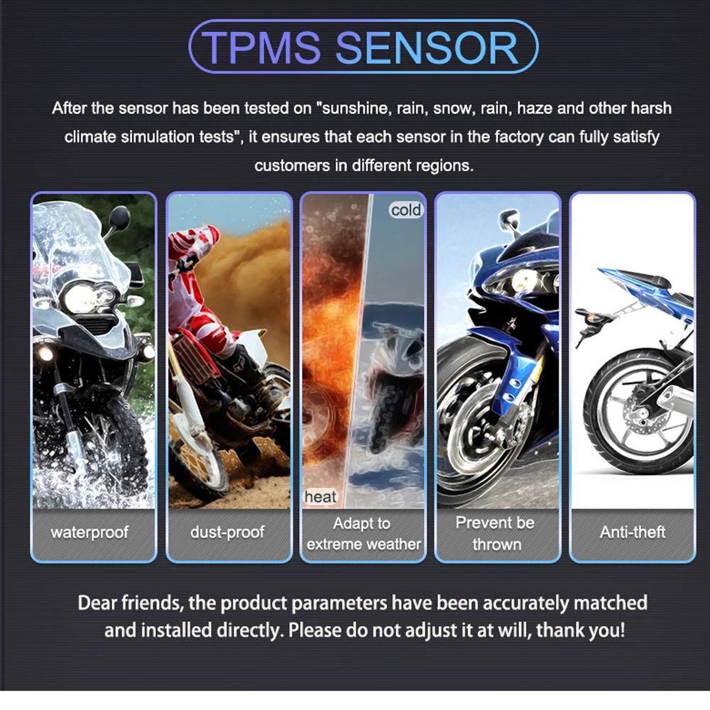 M3-C Wireless Motorcycle TPMS Real Tire Pressure Monitoring System Externe Universal 2 External Internal Sensors LCD Display