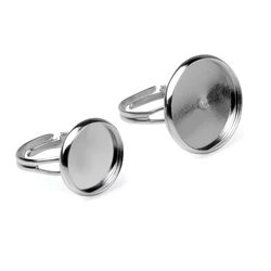 LFPU 10PCS Blank Ring Settings 12mm 16mm Adjustable Cabochon Ring Base Tray For DIY Jewelry Components