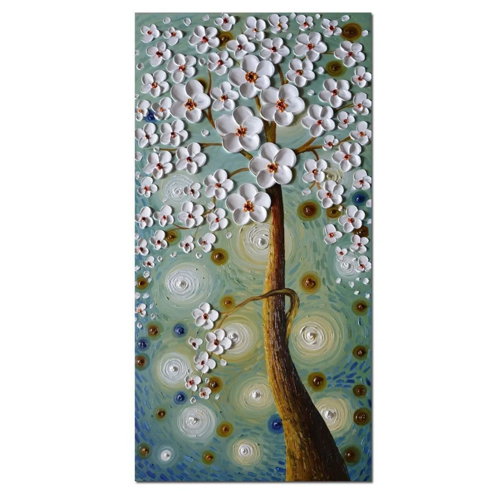 

3D Palette Knife Colorful Rich Tree Decorative Art Painting on Canvas for Home Decor Abstract Oil Painting Still Life Handmade