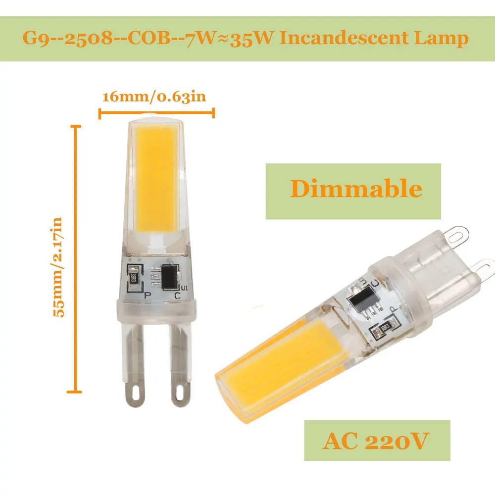 Lampadina dimmerabile G4 G9 LED AC/DC 12V E14 220V 7W COB SMD luci di illuminazione a LED sostituisci 50W Lampada alogena Spotlight lampadario