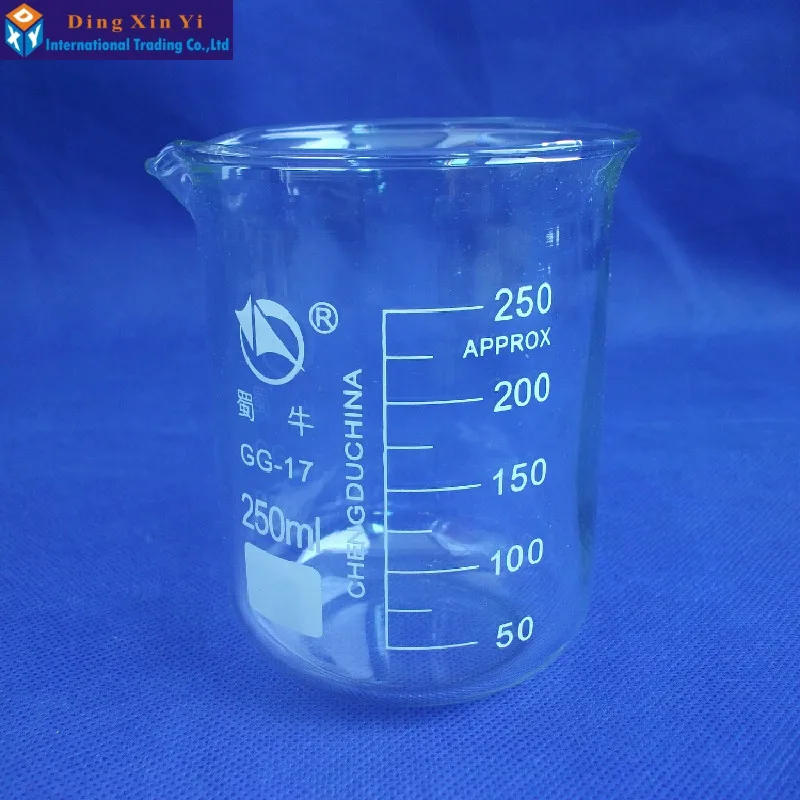 

(8pieces/lot) SHUNIU Lab beaker 250ml,Glass beaker 250ml,Low form with graduation and spout Boro 3.3 Glass Chinese famous brand