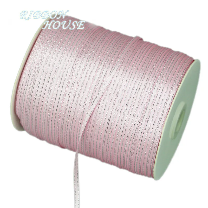 (40 meters/lot) 3mm Silver Edge Satin ribbon lace fabric  DIY Jewelry Decorative Accessories Key Bag