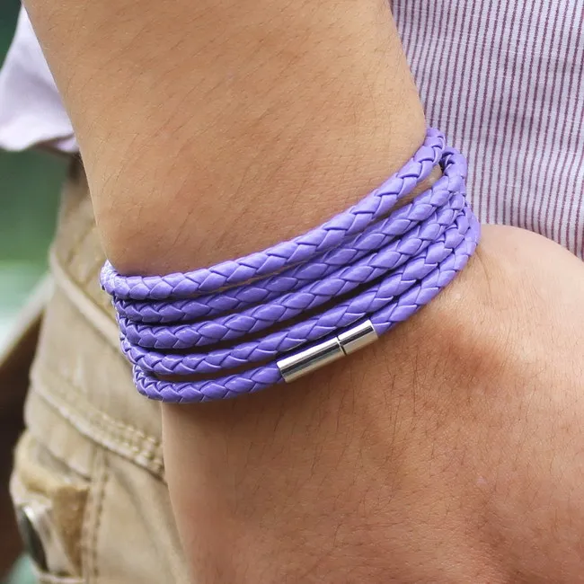 5 Layer Leather Bracelets & Charm Bangle Set, Handmade