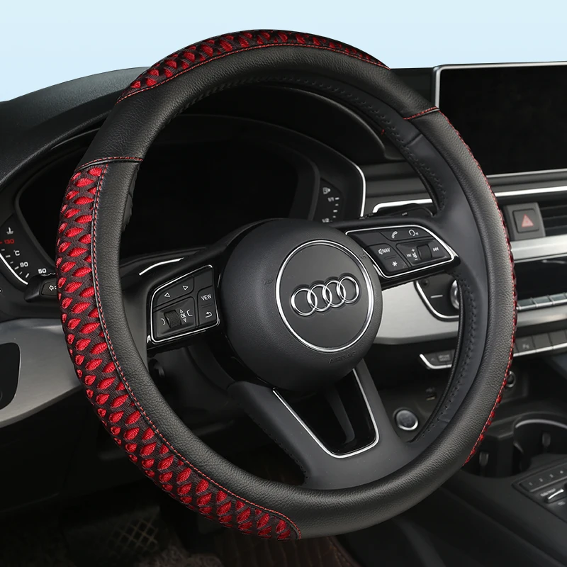 PU Leather Sport 38cm Car Steering Wheel Cover Non-slip For Audi A1 8X A2 A3 A4 A5 A6 Avant Auto Accessories