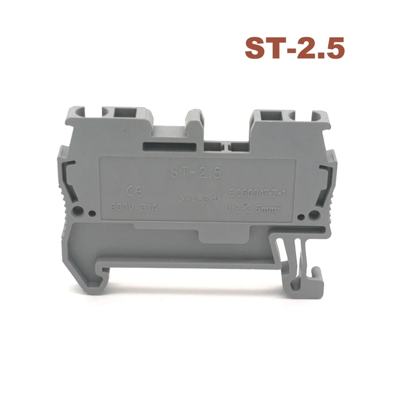 20/50/100Pcs Spring Terminal Block ST-2.5 Din Rail Morsettiera Screwless Wire Cable Connector Copper Bornier 20A 2.5mm2