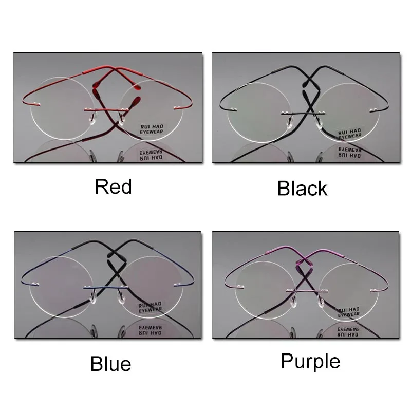 Óculos de prescrição óculos redondos quadro liga unissex quadros sem aro design de lazer personalizar lentes de resina óptica