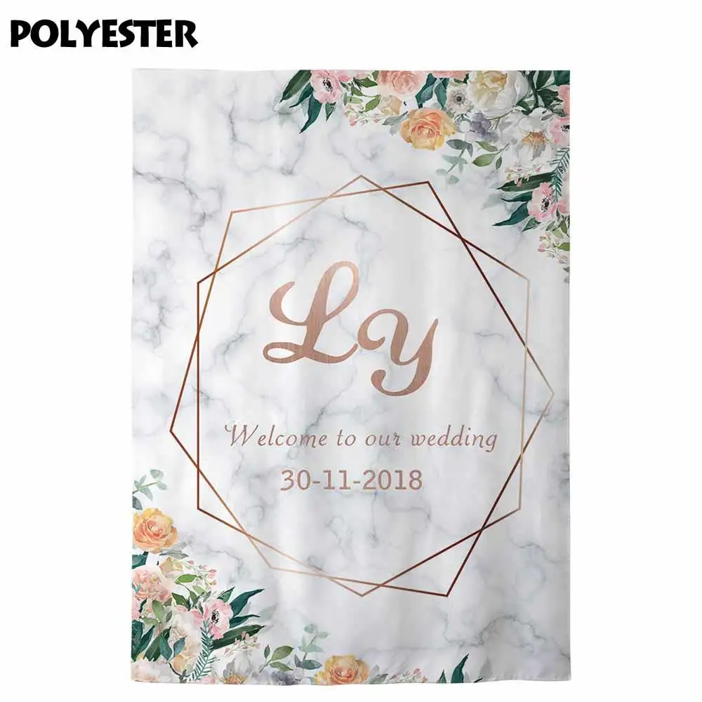 Allenjoy-Fondo para sesiones fotográficas, telón de fondo con motivos de boda, mármol puro, marco dorado, flores y rosas, accesorios de fotografía