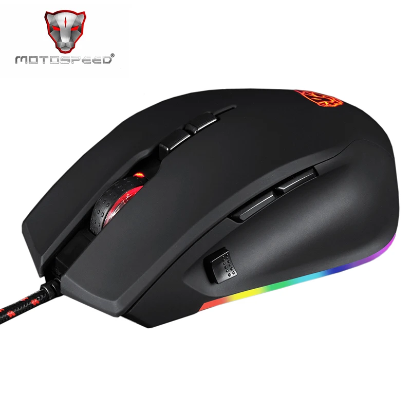 Motospeed V80 RGB Profissional 5000 DPI Gaming Gamer Mouse USB Computer Mouse ottico cablato retroilluminato respirazione LED per PC portatile