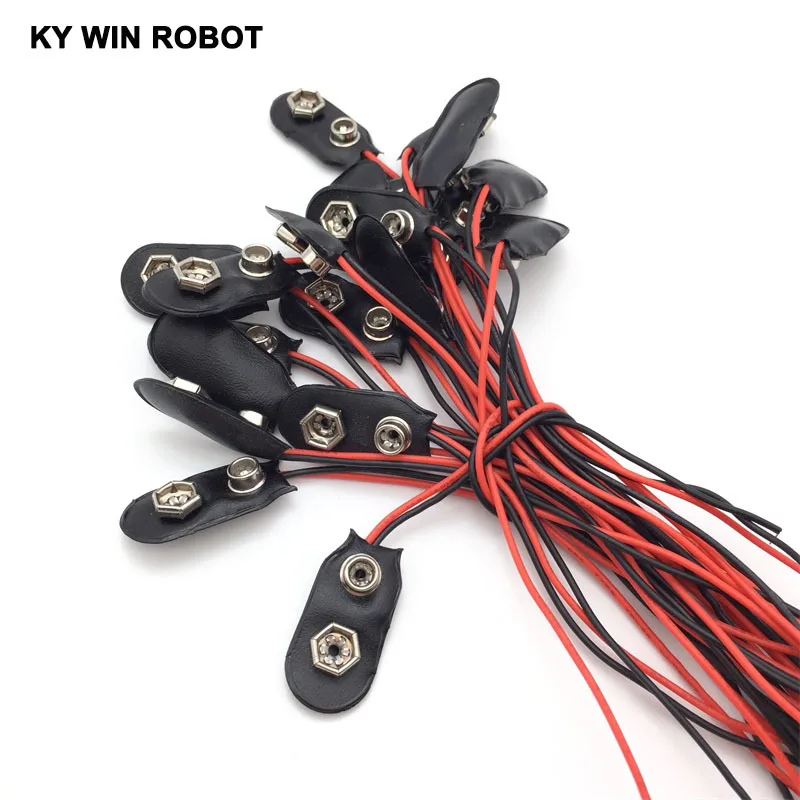 20Pcs 9V Battery Snap-on Connector Clip With Wire Holder Cable Leads Cord