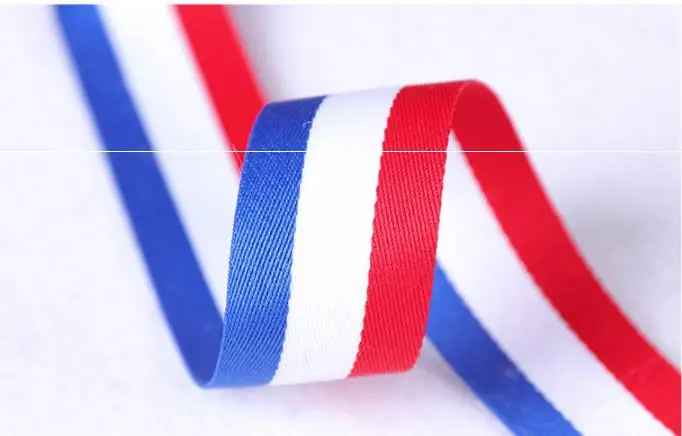 High quality Double-sided Width 25mm Red White Blue stripes Grosgrain gift wrap ribbon DIY Handmade Sewing Clothes Accessories