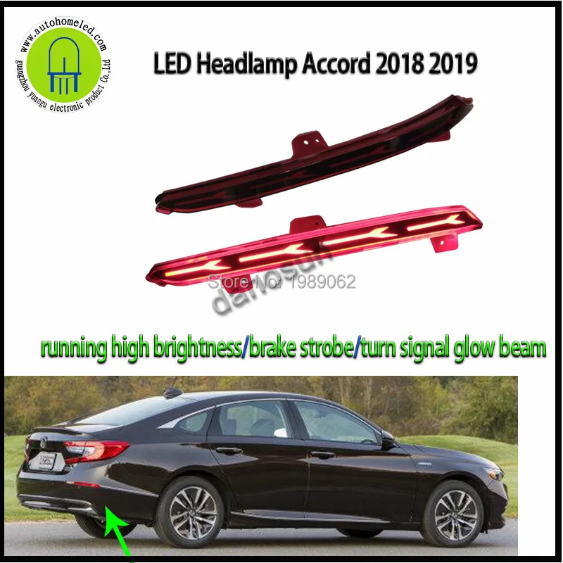 

2pc x dahosun LED Rear Bumper Brake Signal Tail light with flash and glow beam for Honda Accord 10th 2018 2019