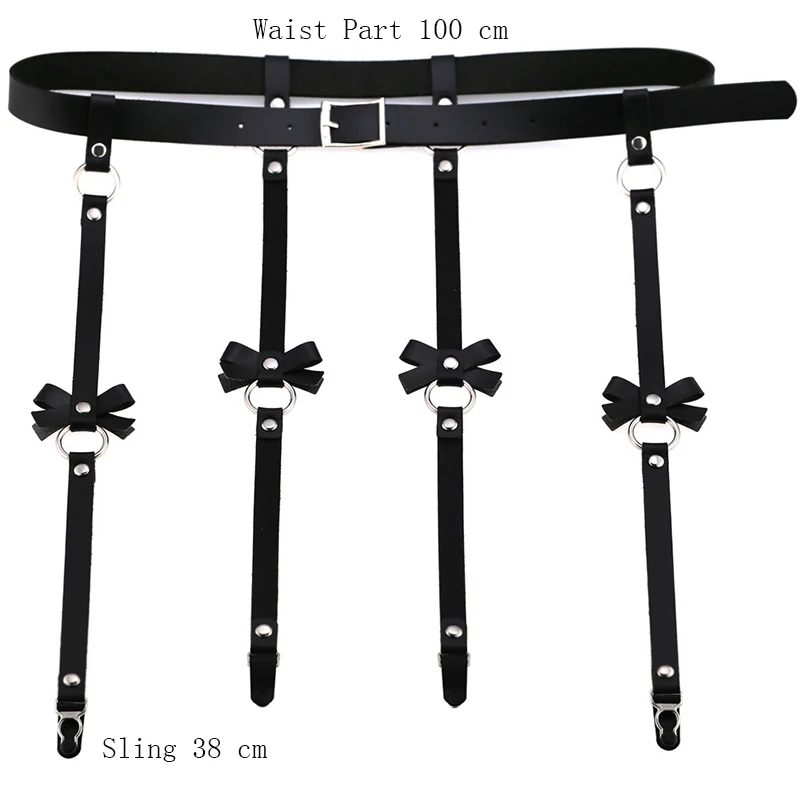 Ta-weo Fashion Ladies Sexy Handmade Punk Rock Goth Bow-knot Garter Belts With 4 Suspenders and Detachable