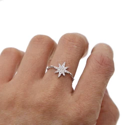 simple adjust chain with cz star charm simple lovely girl women finger rings