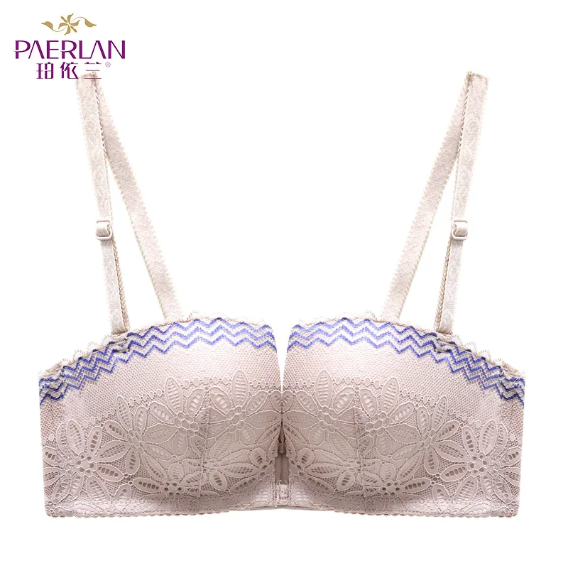 PAERLAN Half 1/2 Cup Little Bra Seamless Braush Push Up Wedding Dress bra memory soft Underwire sexy lace Floral Women underwear