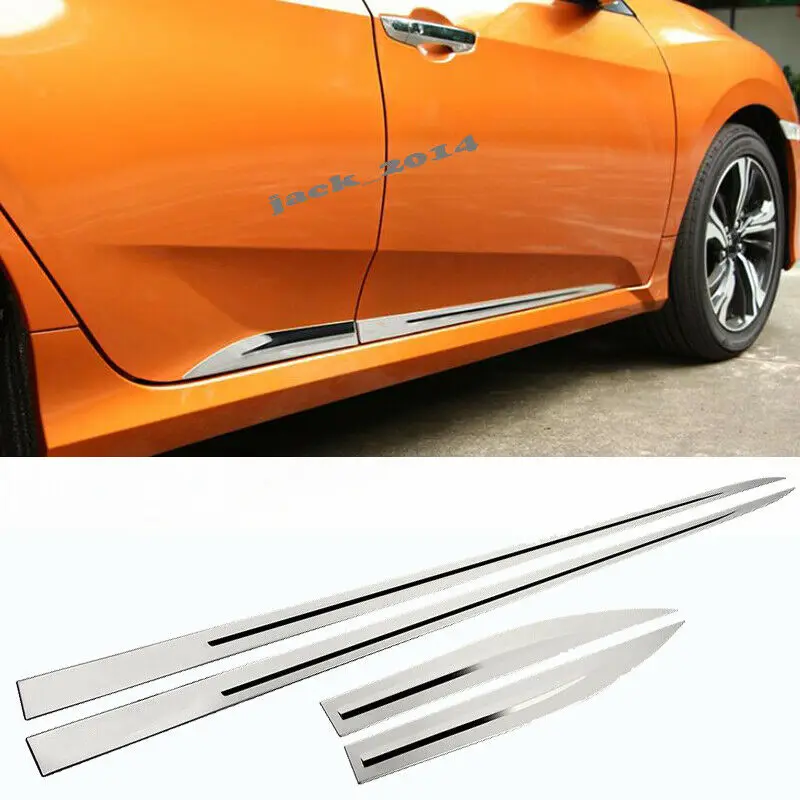 

For 2016 2017 2018 2019 Honda Civic 10th Sedan 4pcs/set Stainless Steel Body Side Molding Trim