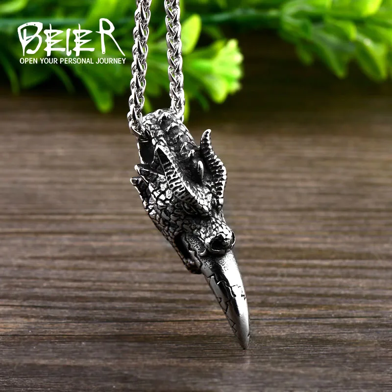 Beier new store 316L Stainless Steel Domineering Necklace Pendant Classic Animal Dragon House Men\'s Pendant LLBP8-414P