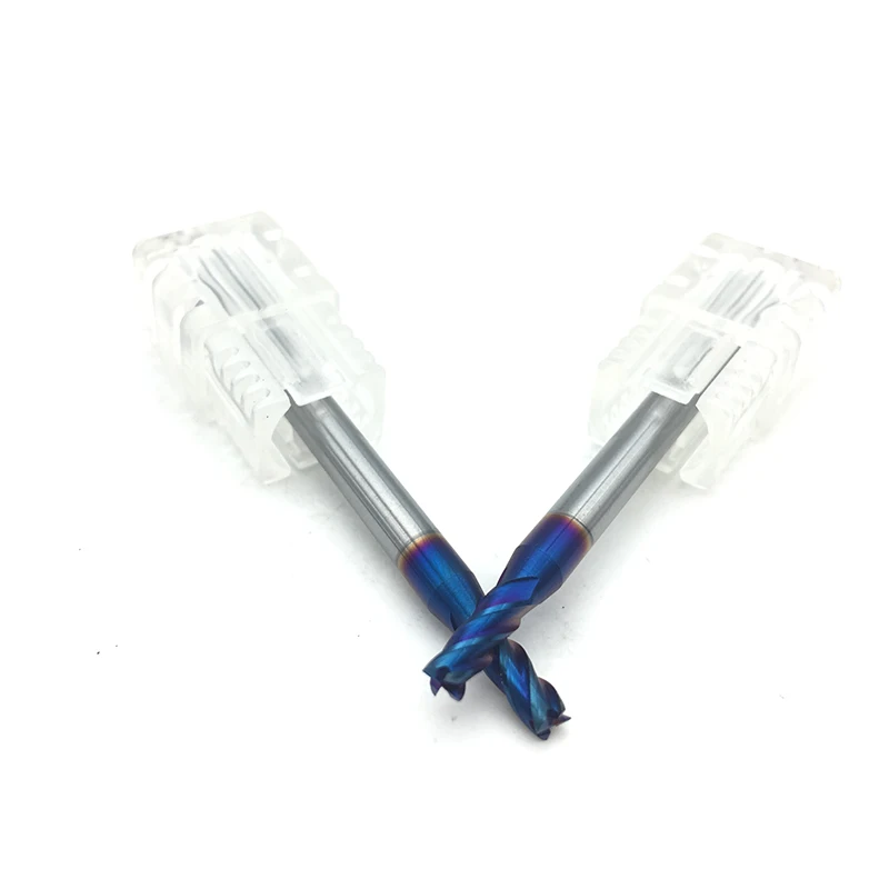 1PC 3mm End Mill HRC65 4 Flute D3*9*4*50 50mm Long Fattened End Mills Straight Slim Shank nACo-Blue Coated Milling Cutter