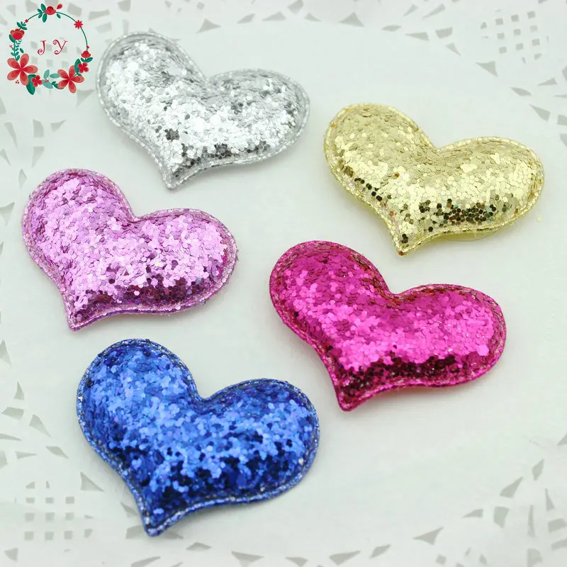 50pcs/lot Assorted Heart Felt Pentagram Glitter Patch W/ Padded Felt Soft Fabric Decorations DIY Craft Home Decor Free Shipping