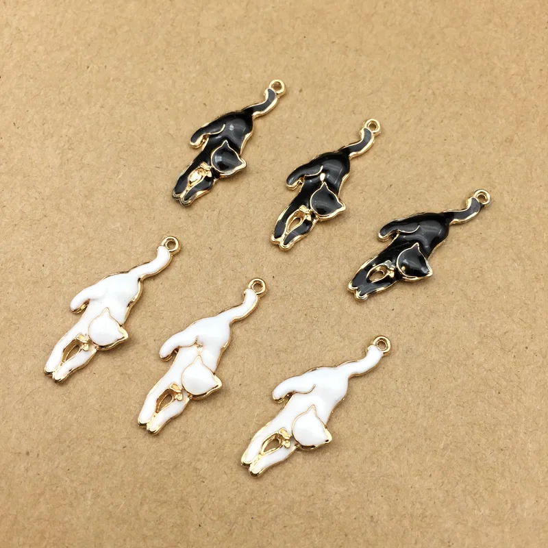 

10pcs 10x28mm cat charms enamel charm for jewelry making and crafting charm fashion pendant