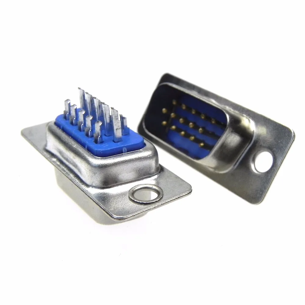 10pcs DB15 3Rows Blue Parallel Port 15 Pin D Sub Female 15 Way PCB Connector DB15 Socket Plug VGA Adapter