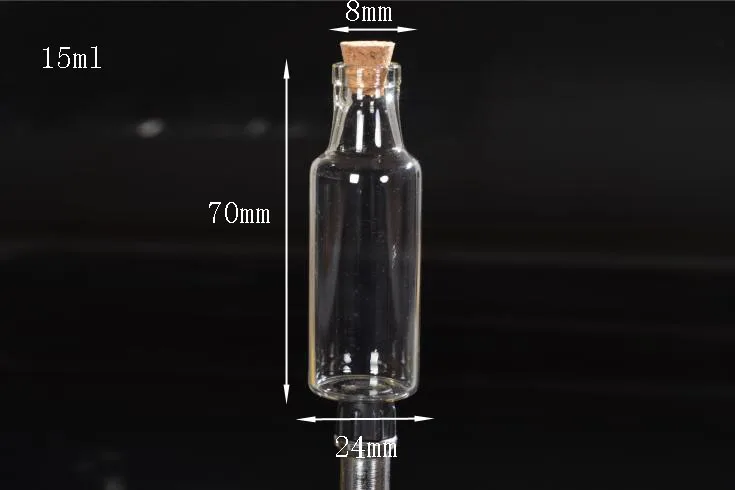 50pcs 15ml Glass Cork wish Bottle Mini 15ml Empty Vial Cosmetic Home decorative Container Refillable Jars Stopper Sample tube