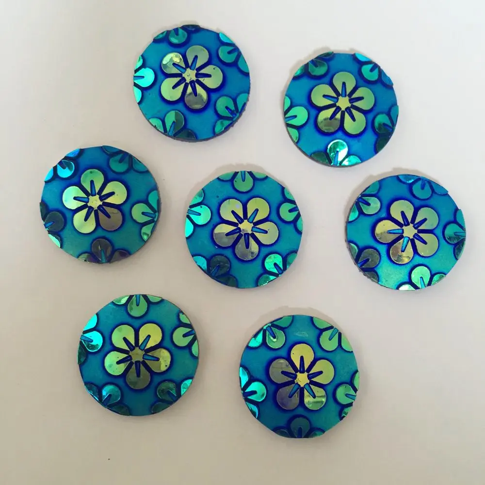 DIY 10pcs 20mm AB Round Resin flower Flatback Wedding Buttons diy craft K05