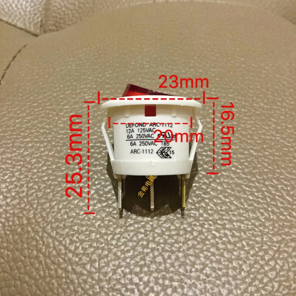 Oryginalny nowy 100% ARC-1112 okrągły przełącznik kołyskowy lampy 3pin 2 biegi 12A250V wysoka moc