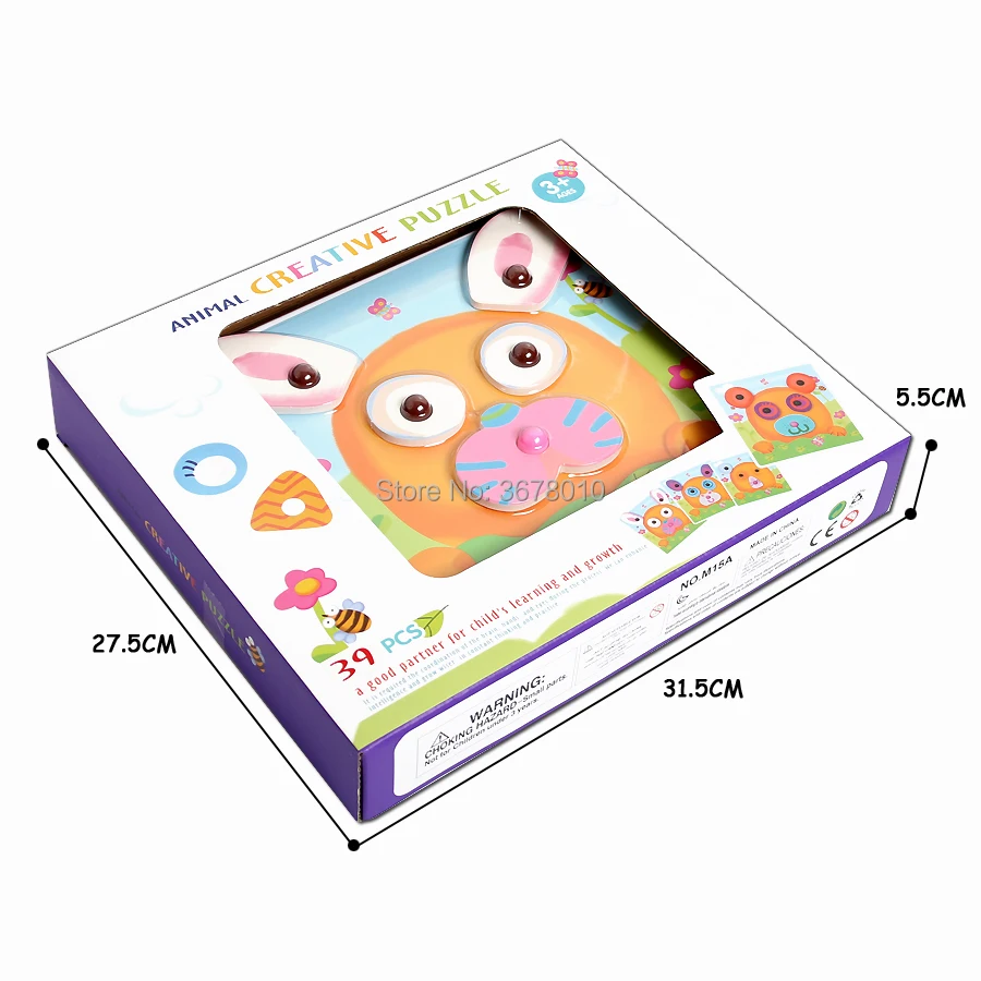 Animal creative Puzzle Game,39 EVA  Designs,Cute Colorful Animal Shapes Motor And Cognitive Skills Development  Education Toys