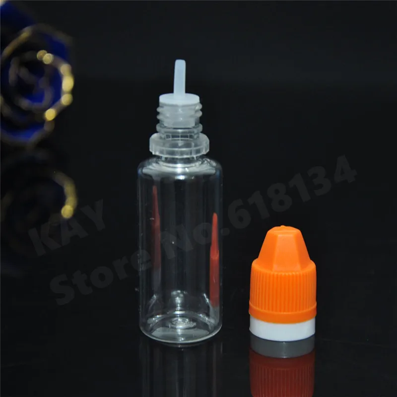 1500pcs 20ml PET Plastic bottle with long thin dropper tip and childproof and tamper evident cap