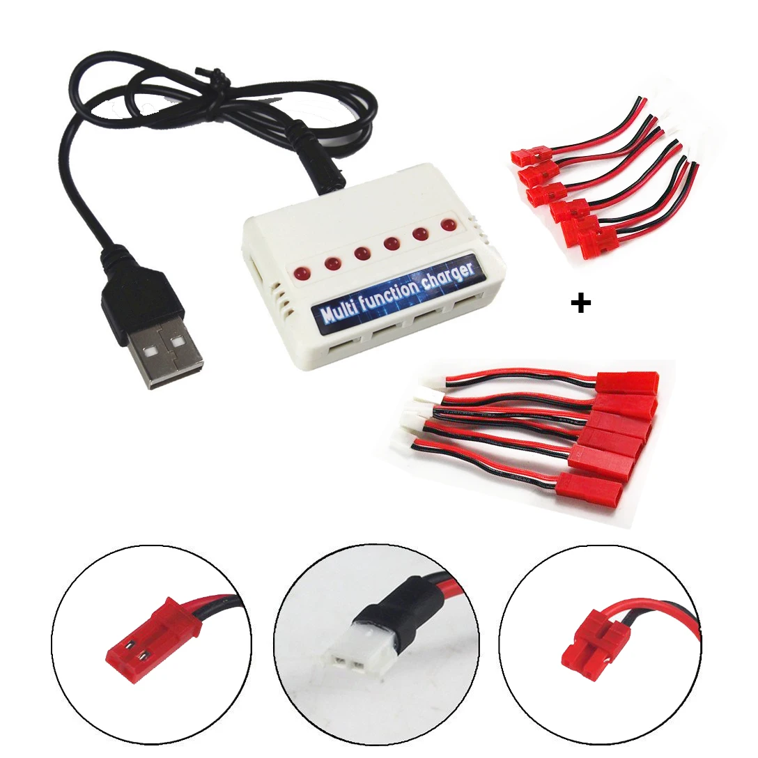 1 to 6 Battery Balance Charger + 12pcs Charging Cable for UDI U32 U45 U42 U42W U28W U818A SYMA X5SC X5SW X5HW X54HW X5UC X9