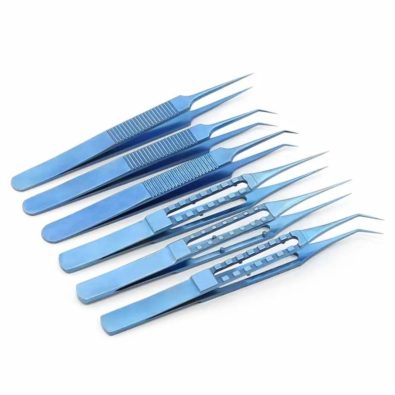 Titanium Alloy Fine Toothed Planting Hair Straight Elbow Planting Tweezers Implant Hair Tweezers Instrument Tool