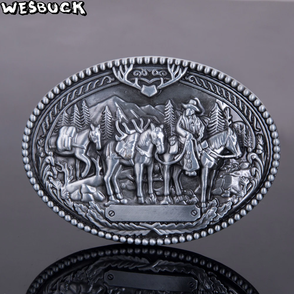 WesBuck Brand Horse Hunter Belt Buckles for Men Women Animal Western Buckles Metal Cowboy Cowgirl Boucle Ceinture
