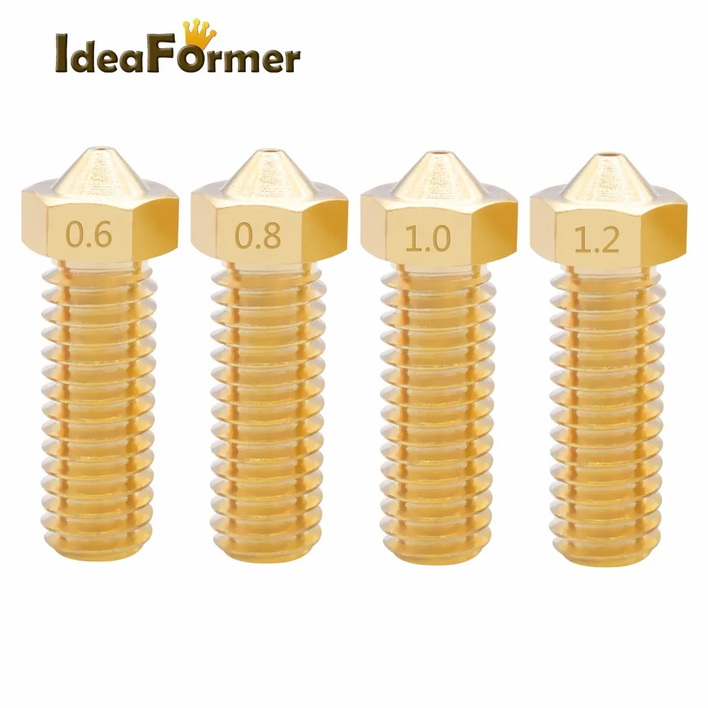 

2 шт., медная латунная насадка для 3D-принтера M6 Volcano, 0,6/0,8/1,0/1,2 мм
