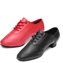 Professional Practice Closed Toe PU Leather Ballroom Latin Dance Shoes for Women Men