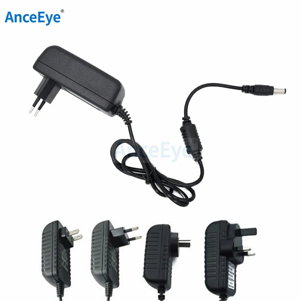 Anceeye 12 V 2A AC 100 V-240 V Chuyển Đổi Adapter DC 12 V 2A 2000mA Cung Cấp Điện EU AU ANH MỸ Cắm 5.5mm x 2.1mm cho CCTV IP Máy Ảnh