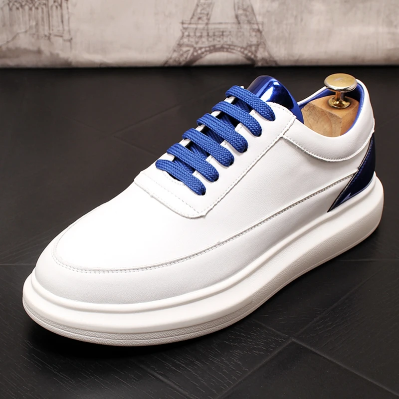 Stephoes New Men Fashion Casual Shoes Summer Leather Youth Trending Breathable White Shoes Male Thick Bottom Leisure Sneakers