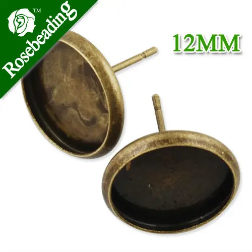 

2013-2014 new brand Antique Bronze plated stud earring with a bezel,fit 12mm glass cabochon;sold 50pcs per pkg