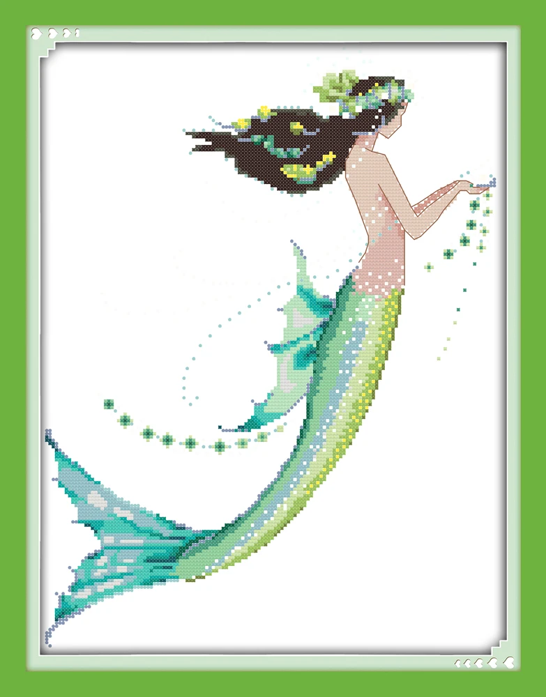 EDIT The mermaid cross stitch kit aida 14ct 11ct count printed canvas stitches embroidery DIY handmade needlework