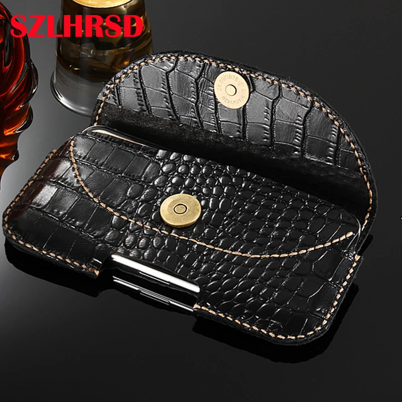 High quality Handmade 100% Genuine Leather Men's Waist Bag Outdoor Bag for Sharp Aquos S3 mini R2 S2 R L2 Case Cover Phone Bag