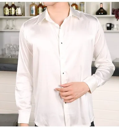 

2024 Plus - size men's fat heavy silk shirt sleeve to add fertilizer to increase loose silk shirt color 2 new