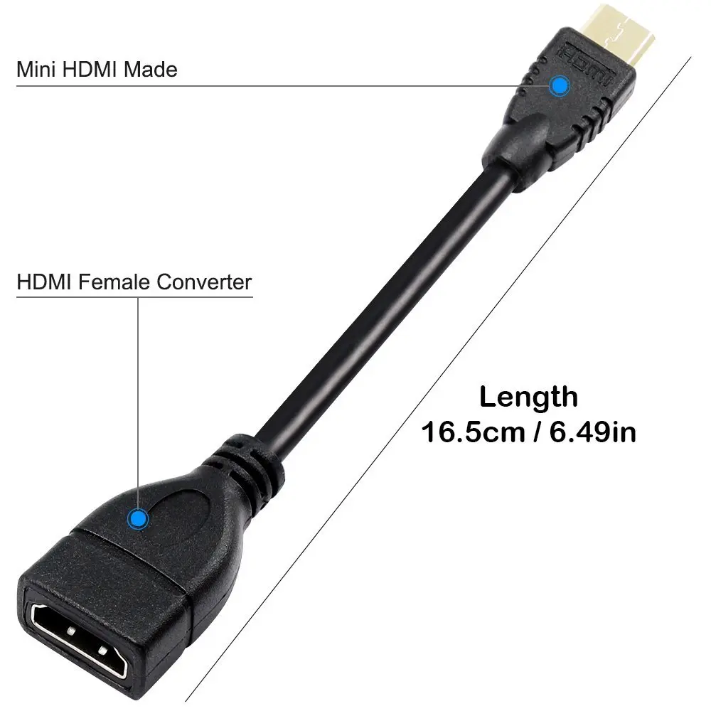 Novo 1080p mini hdmi-compatível macho para hdmi-compatível fêmea hdtv conversor adaptador cabo