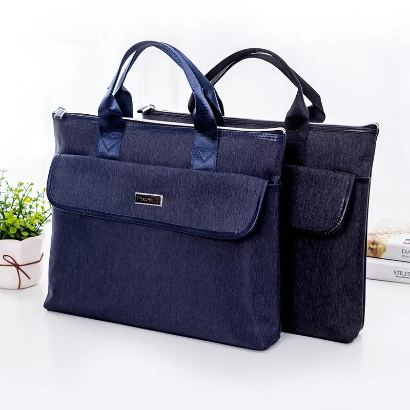 New A4 Oxford+PU Business Document Bag For Men And Women Laptop Cover Case Office Meeting Contract Document File Holder Handbag