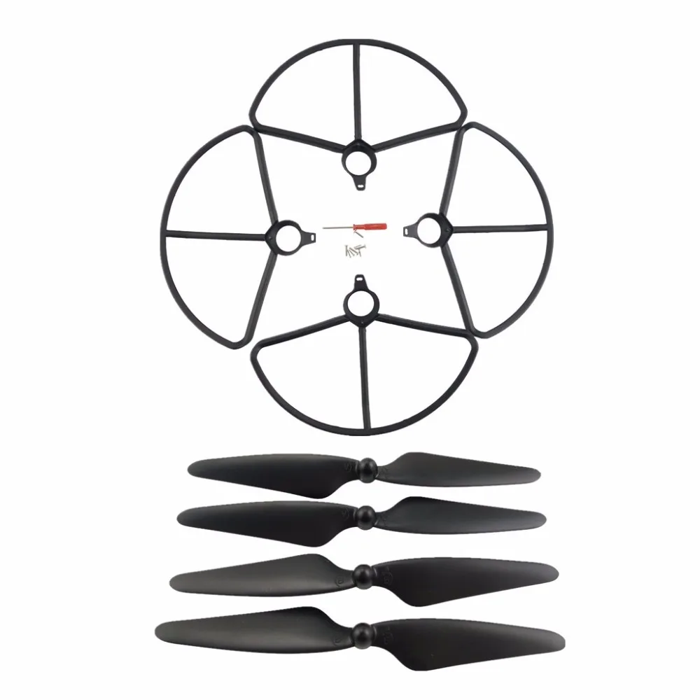 4PCS protective cover + 4PCS propeller for HS700 HS700D brushless four-axis aircraft black upgrade accessories