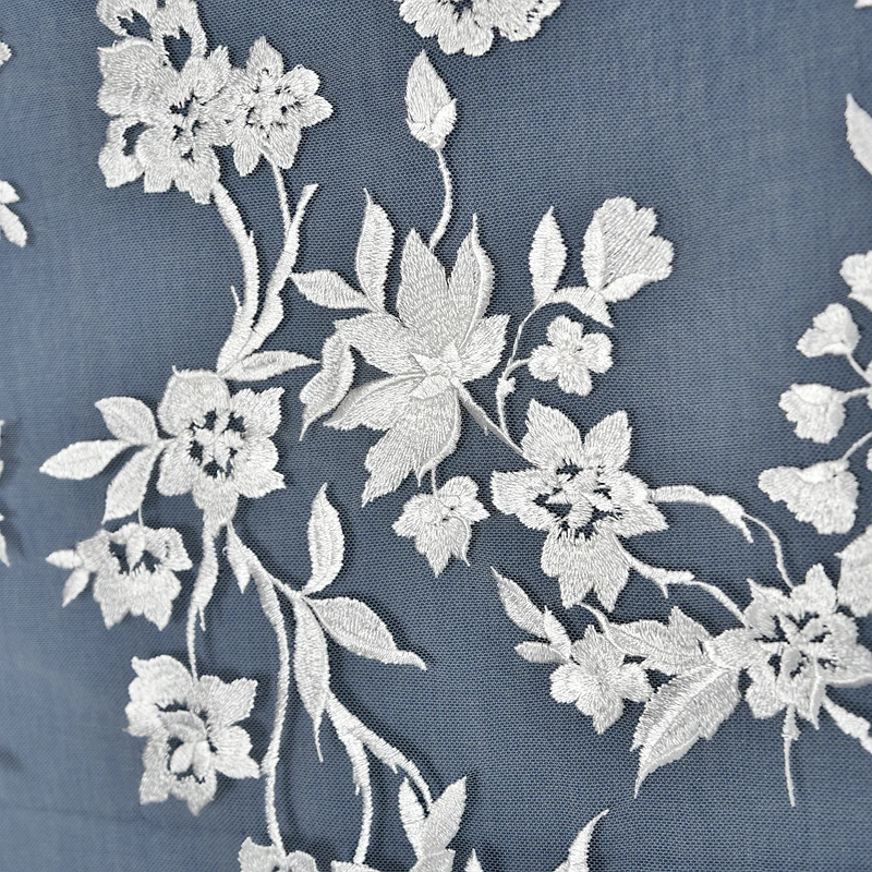 130 cm Breite Elfenbein Vintage bestickter Spitzenstoff mit Blumen.3D High-End-Luxus-Hochzeitskleid-Spitzenstoff RS2103 – Detail 4