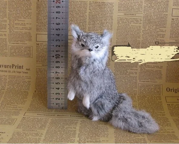 15x14 см модель серой лисы с подъемными ножками, игрушка ручной работы из полиэтиленовой смолы, украшение для дома в подарок a2498