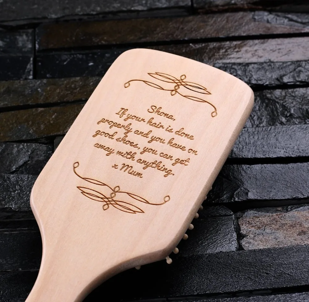 Customize any text wedding bridesmaid bride hair brushes, personalize Engraved birthday mother's day hair brush Christmas gifts