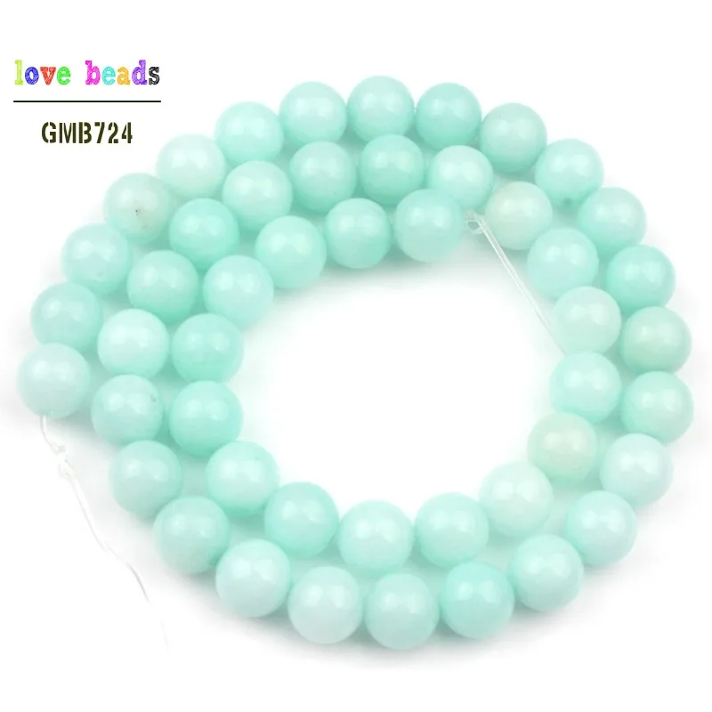 Natural Blue Amazonite Round Loose Stone Beads for Jewelry Making DIY Women Bracelet Necklace Accessories 15\