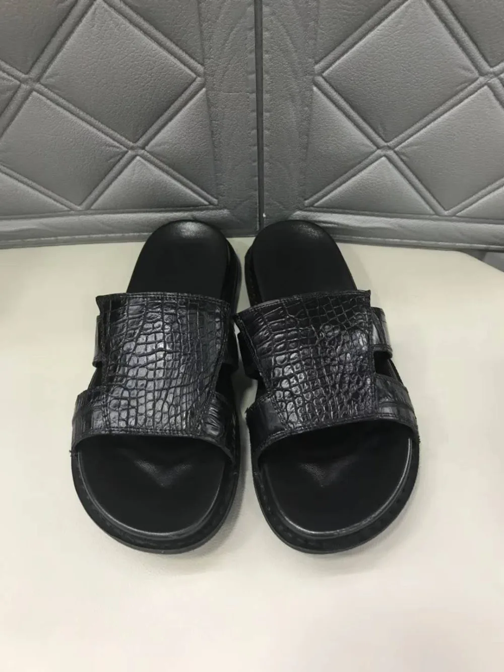 100% Genuine real crocodile skin leather men summer shoe 2019 new design summer men shoe black color cow skin inside cow lining