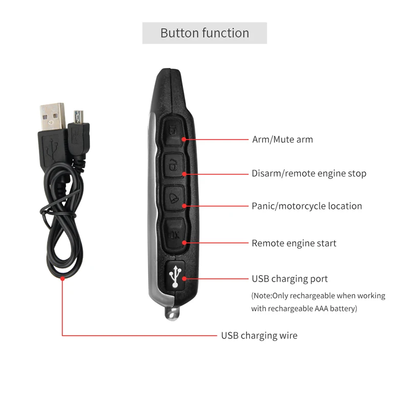 2 Way Motorcycle Burglar Alarm Special Anti-Theft Device Microwave Detecting Shock Sensor LCD Pager Rechargeable Transmitter